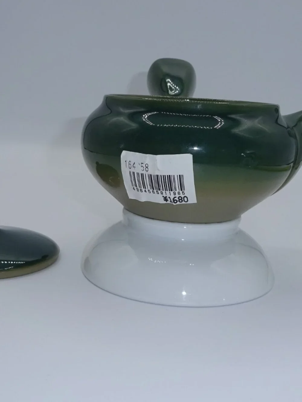 Japanese Kyusu Tokoname Style Green Ceramic Side Handle Teapot Tea Pot